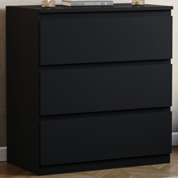 Vida Designs Denver 3 Drawer Black Chest of Drawers - thumbnail 1