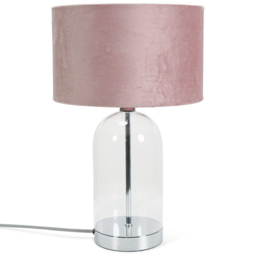 ValueLights Jessy Silver and Blush Pink Velvet Shade Glass LED Table Lamp