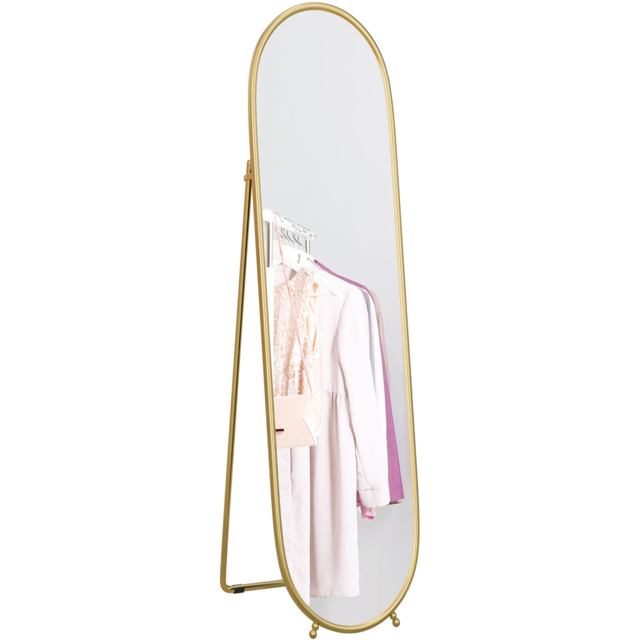 Portland Gold Tone Metal Frame Oval Full Length Mirror 160 x 40cm - image 1