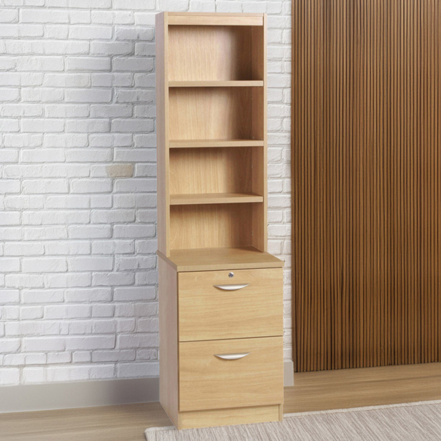 R White Cabinets Brown 2 Drawer 4 Shelf Filing Cabinet with Hutch - image 1