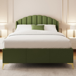 GFW Pettine Green Plush Fabric King Size End Lift Ottoman Storage Bed