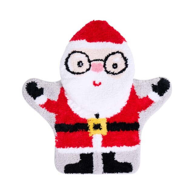 Red Christmas Santa Toilet Seat Cover and Mat Set - image 1