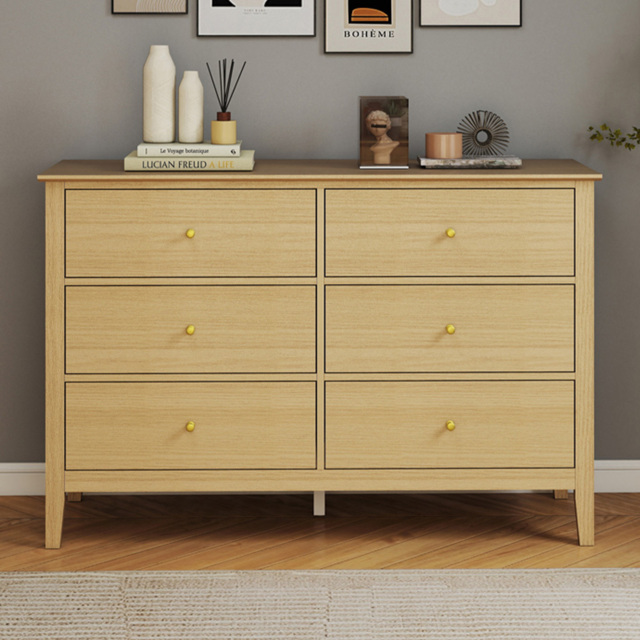 Core Products Henley Oak Effect 6 Drawer Double Wide Chest of Drawers - image 1
