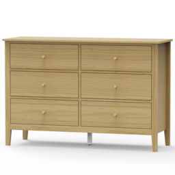 Core Products Henley Oak Effect 6 Drawer Double Wide Chest of Drawers - thumbnail 2