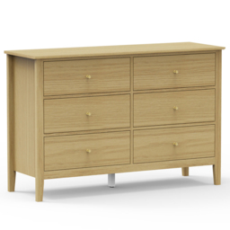 Core Products Henley Oak Effect 6 Drawer Double Wide Chest of Drawers - thumbnail 3