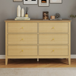 Core Products Henley Oak Effect 6 Drawer Double Wide Chest of Drawers - thumbnail 1