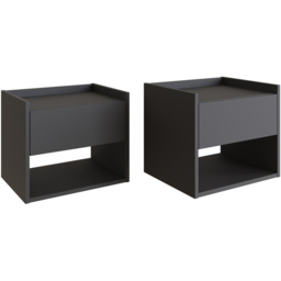 GFW Harmony Single Drawer Anthracite Black Wall Mounted Bedside Table Set of 2 - thumbnail 2