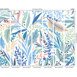 Origin Murals Patterned Leaves Blue Wall Mural - thumbnail 3