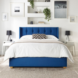 Catherine Lansfield Utopia King Size Navy Velvet Ottoman Wing Bed