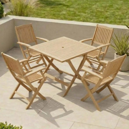 Royalcraft London 4 Seater Rope Folding Armchair Square Folding Bistro Set