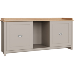GFW Lancaster Grey and Oak 2 Door Shoe Bench - thumbnail 4