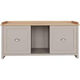 GFW Lancaster Grey and Oak 2 Door Shoe Bench - thumbnail 2
