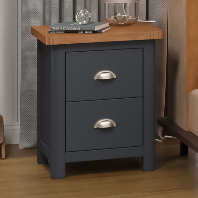 Core Products Dunkeld 2 Drawer Midnight Blue Bedside Table - image 1