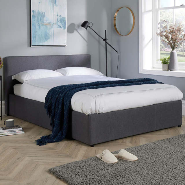 Home Source Upholstered King Size Hopsack Ottoman Bed Frame - image 1