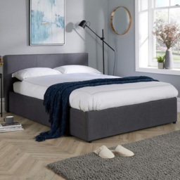 Home Source Upholstered King Size Hopsack Ottoman Bed Frame - thumbnail 1
