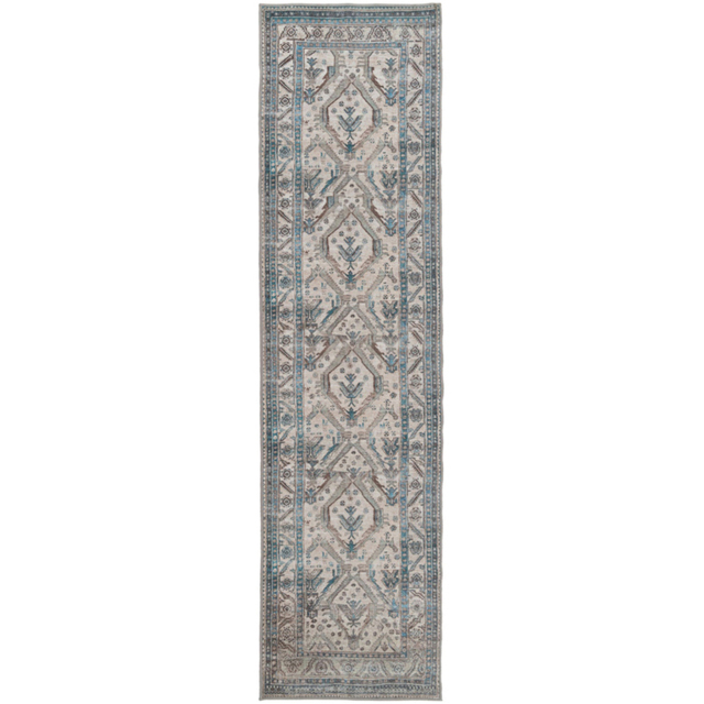 Kukoon Traditional Bordered Medallion Beige and Grey Rug 80 x 300cm - image 1