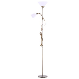 Living and Home 2 Head Tall Floor Lamp with Button Switch-Bronze - thumbnail 1