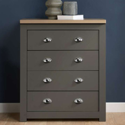 Birlea Highgate 4 Drawer Dark Grey and Oak Chest of Drawers - thumbnail 1