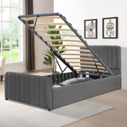 Comfy Living Single Dark Grey Brushed Velvet Ottoman Bed Frame