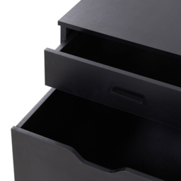 Living and Home 2 Drawer Black Wooden Modern Storage Cabinet - thumbnail 4