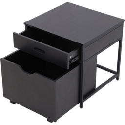 Living and Home 2 Drawer Black Wooden Modern Storage Cabinet - thumbnail 3