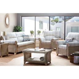 Desser Clifton 3 Seater Natural Rattan Check Fabric Sofa - thumbnail 3