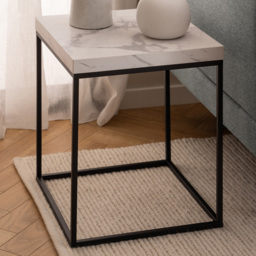 Florence Barossa White Marble Carrara Top Square Side Table