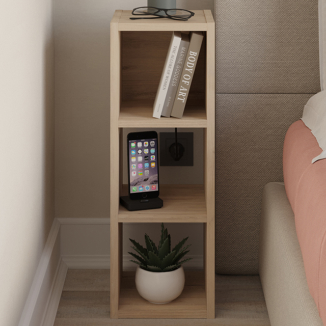 Decortie Combayn 3 Shelf Saphire Oak Low Bookcase - image 1