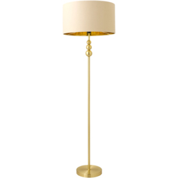 ValueLights Marissa Beige and Gold Shade Gold Ball LED Floor Lamp
