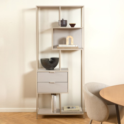 Florence Seaford 2 Drawer 4 Shelf Tall Grey Metal Bookcase