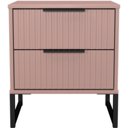Crowndale Fluted 2 Drawer Kobe Pink Compact Bedside Cabinet Ready Assembled - thumbnail 2
