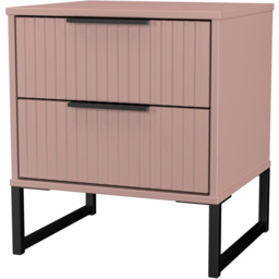 Crowndale Fluted 2 Drawer Kobe Pink Compact Bedside Cabinet Ready Assembled - thumbnail 4