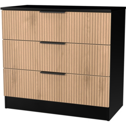 Crowndale Java Slatt Effect and Black 3 Drawer Chest - thumbnail 4