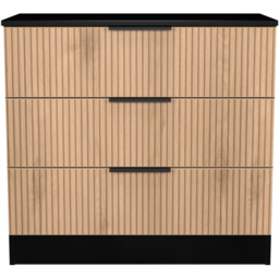 Crowndale Java Slatt Effect and Black 3 Drawer Chest - thumbnail 2