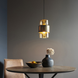 Merano Palermo Brass Patina and Champagne Lustre Glass Pendant Ceiling Light - thumbnail 2