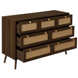 Croxley 7 Drawer Brown Rattan Chest of Drawers - thumbnail 3