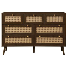 Croxley 7 Drawer Brown Rattan Chest of Drawers - thumbnail 4