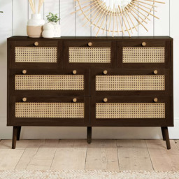 Croxley 7 Drawer Brown Rattan Chest of Drawers