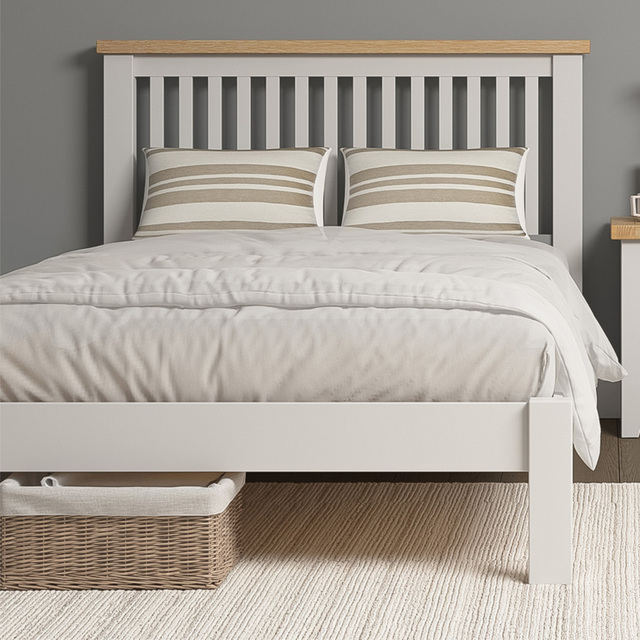 Seconique Windsor Double Ivory and Oak Low End Bed Frame - image 1