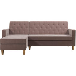 Dorel Home Liberty 3 Seater Pink Sectional Futon with Chaise - thumbnail 2