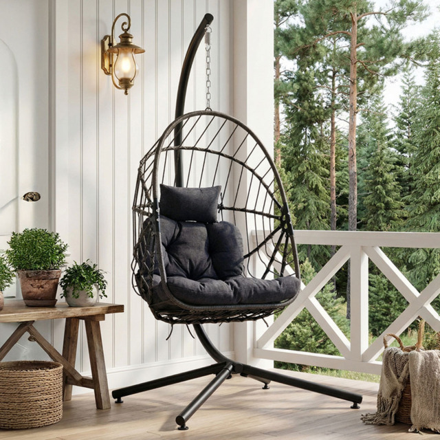 Living and Home Foldable Padded Seat Swing Egg Chair - image 1