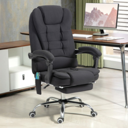 Portland Black Heated Vibration Massage Office Chair with Footrest