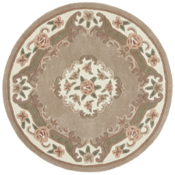 Origins Shensi Beige Wool Round Rug 120cm - thumbnail 1