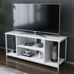 Decorotika Rinaldo 4 Shelf White Metal Frame Wide TV Unit