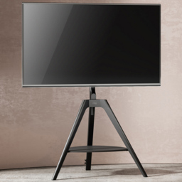 TTAP Tripod Single Shelf Black Wood Floor TV Stand