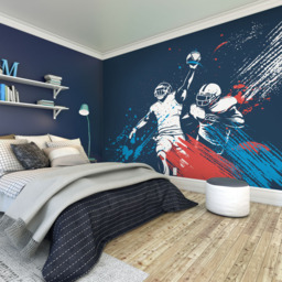 Origin Murals Blue American Footballers Paint Splash Wall Mural - thumbnail 1