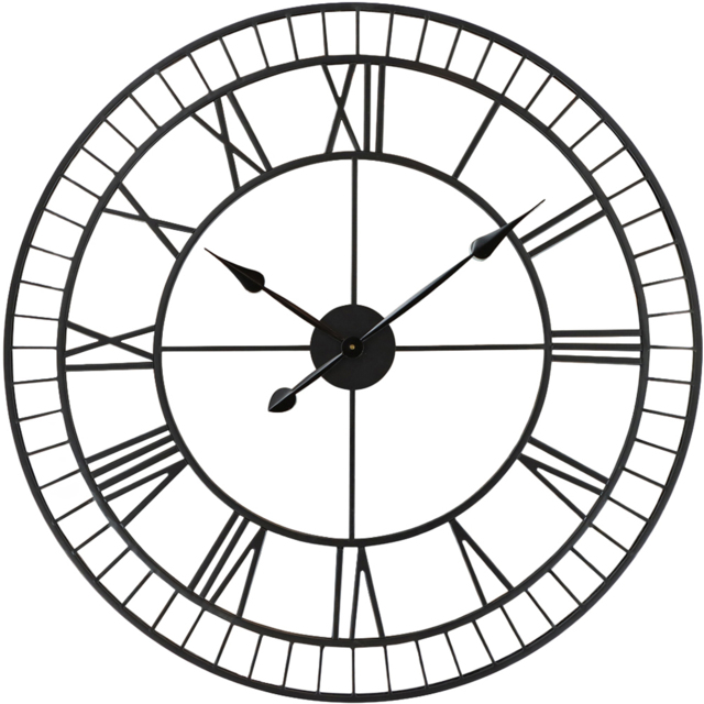 Charles Bentley Windermere 90cm Black Mirrored Skeleton Indoor and Outdoor Wall Clock - image 1