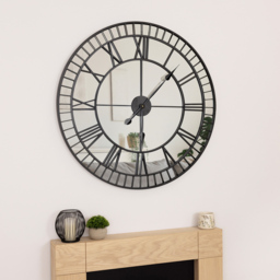 Charles Bentley Windermere 90cm Black Mirrored Skeleton Indoor and Outdoor Wall Clock - thumbnail 2