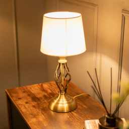 ValueLights Memphis Antique Brass Barley Twist LED Table Lamp 2 Pack - thumbnail 3