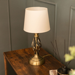 ValueLights Memphis Antique Brass Barley Twist LED Table Lamp 2 Pack - thumbnail 4